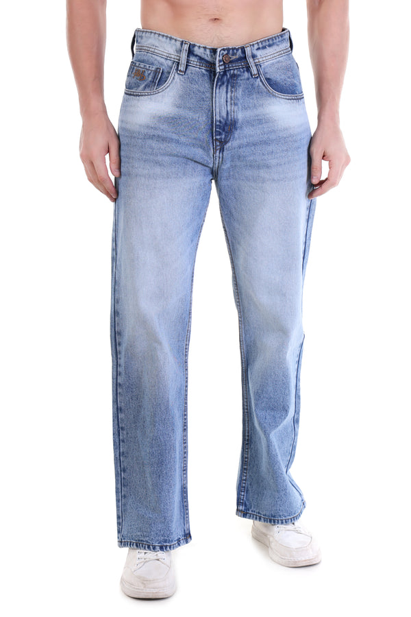 Men's Light Wash Wide-Leg Vintage Fit Jeans