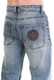 Men’s Mid-Wash Textured Straight Fit Jeans