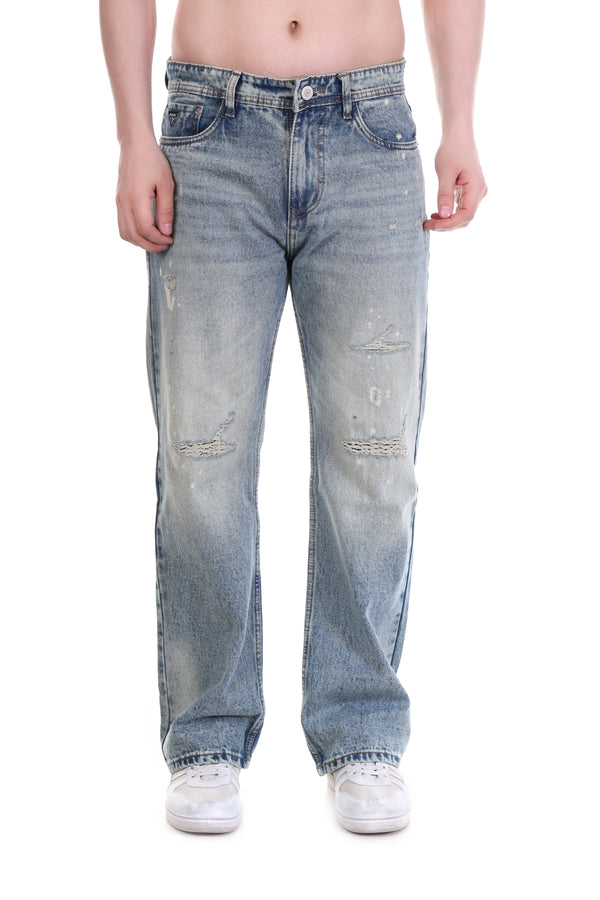 Distressed Light Wash Baggy Jeans