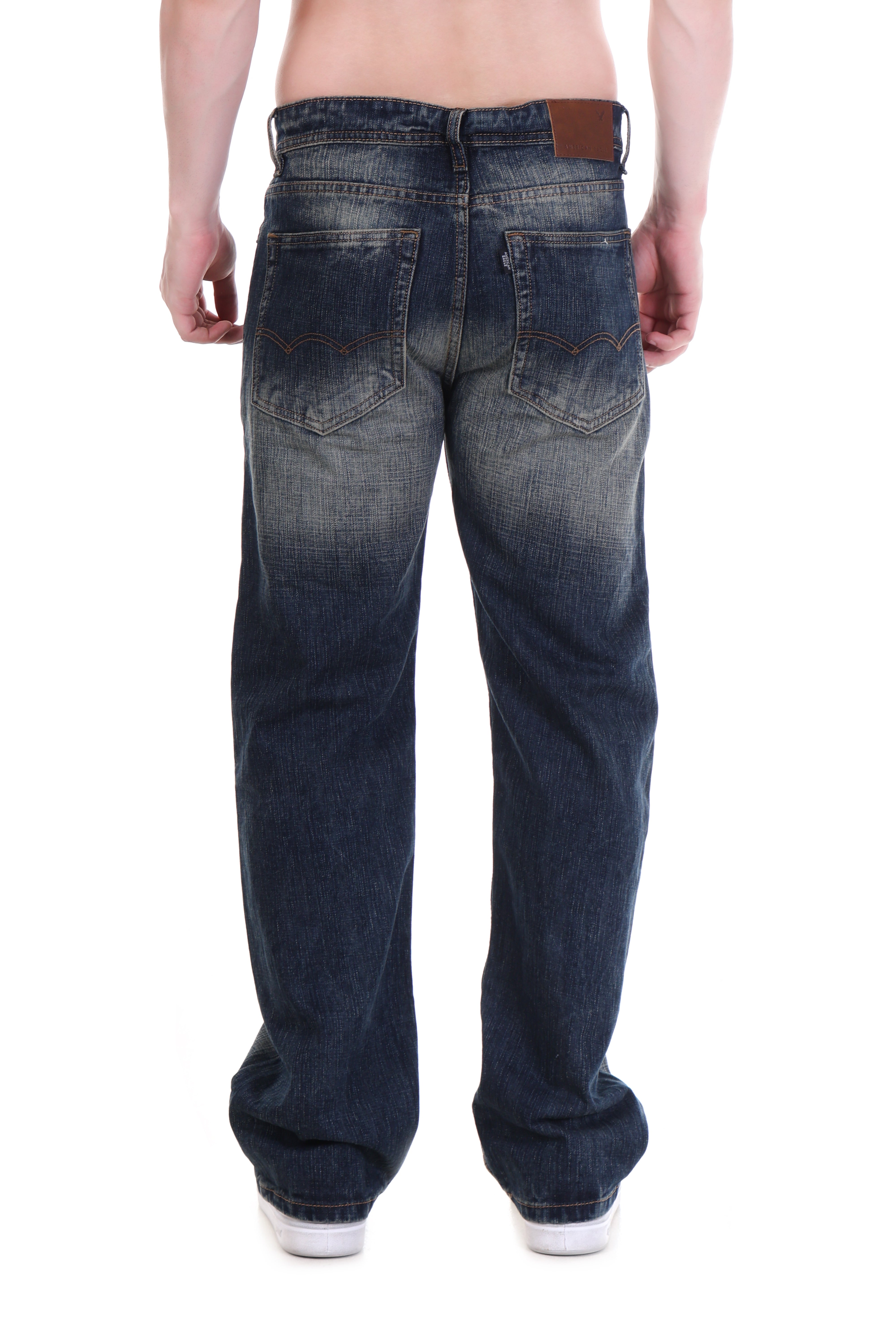 Distressed Dark Straight Jeans